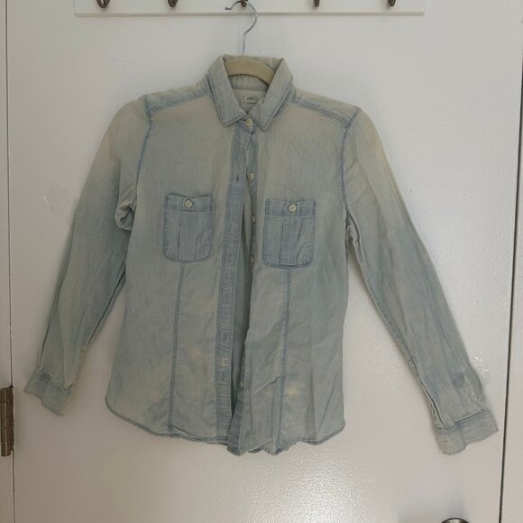 Loft Ann Taylor Light Denim Long Sleeve Button Front Shirt Size S - Picture 4 of 4